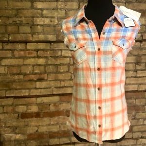 New! HIPPIE LAUNDRY Stone Heart Sleeveless Plaid S